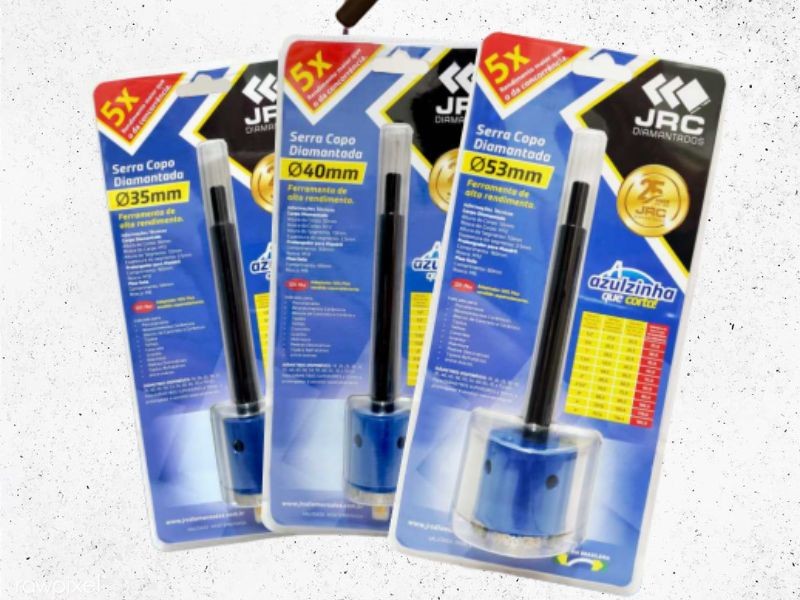 Serra Copo Diamantada Kit com Prolongador